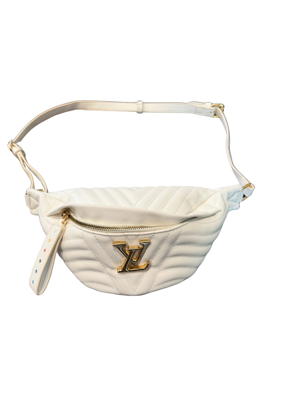 Louis Vuitton White Quilted Leather Crossbody Belt Bag with Gold Hardware